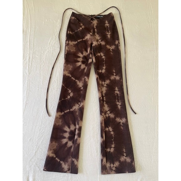 I.AM.GIA Pants - I.AM.GIA Evie Brown Tie Dye V-Cut Flare Pants XXS High Waisted Y2K Streetwear